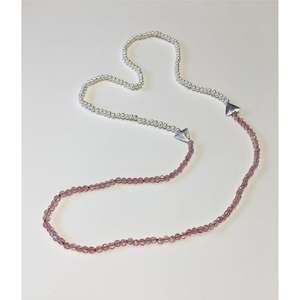 Strawberry Quartz and Pearl Arrow Necklace