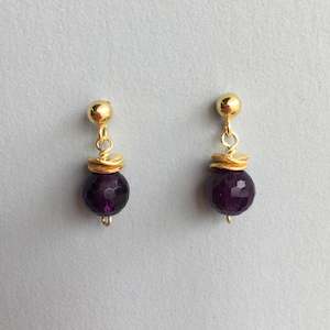 Gold Wave Amethyst Earrings