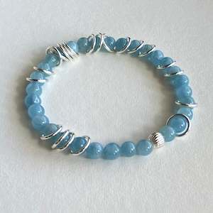 Jewellery: Aquamarine - Floating Silver Ring Bracelet