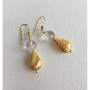 Jewellery: Quartz and Gold Teardrop Earrings