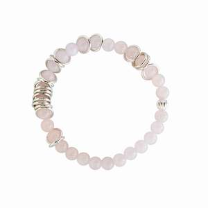 Silver Ring Bracelet - Rose Quartz