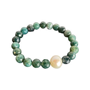 Serenity Pearl Bracelet-Moss Agate