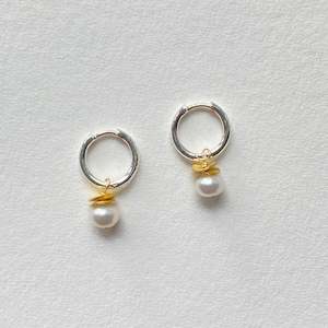 Mini Pearl Hoops - Gold