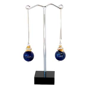 Long Hook Earrings - Lapis Wave