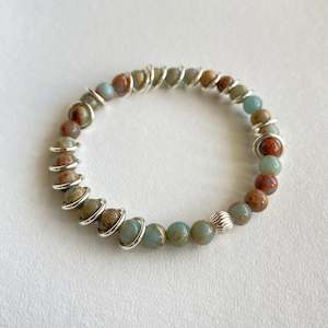 Aquaterra Jasper- Silver Ring Bracelet