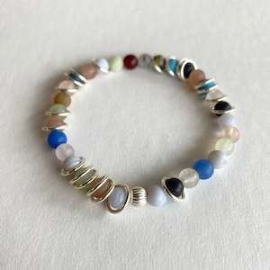 Gemstone - Floating Silver Ring Bracelet