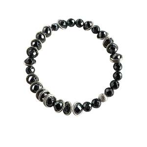 Silver Ring Bracelet - Hematite