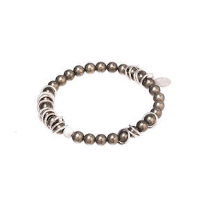 Silver Ring Bracelet - Pyrite