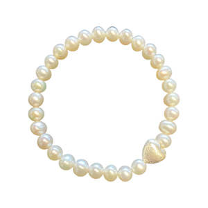 Love Heart Pearl Bracelet - Silver