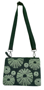 green kina on grey ecofelt crossbody bag