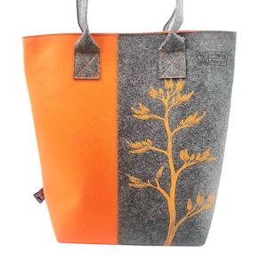 Wholesale trade: harakeke flower orange on grey