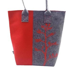 Wholesale trade: harakeke flower red on grey