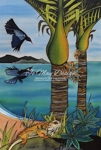 Art Print Nikau & Tuatara 2396