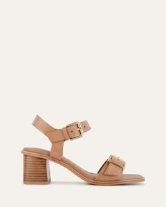 Winona Mid Heel Sandals Tan Leather