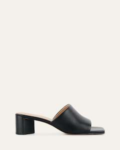 Herbie Mid Heel Sandals Black Leather