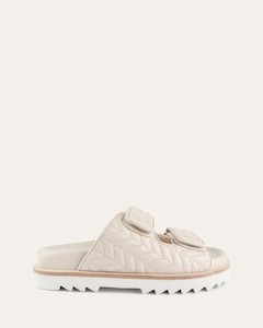 Verity Flat Sandals Off White Leather