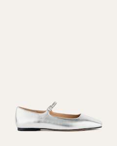 Serenity Casual Flats Silver Leather