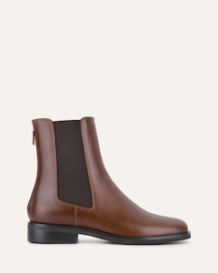 Boots: GABE FLAT ANKLE BOOT DARK CHOCOLATE LEATHER