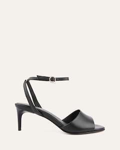 Tanya Mid Heel Sandals Black Leather