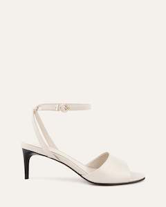 Tanya Mid Heel Sandals Off White Leather