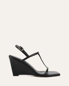 Ophelia Mid Heel Wedges Black Leather