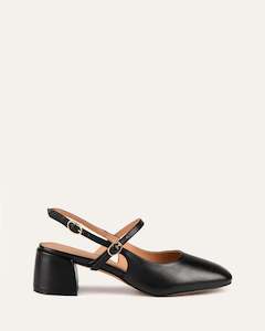 Jenna Low Heels Black Leather