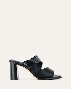 Cammy Mid Heel Sandals Black Leather