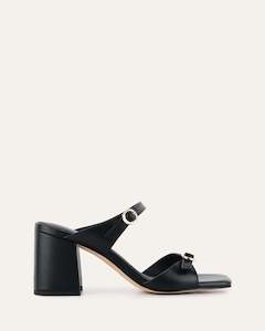 Spencer Mid Heel Sandals Black Leather