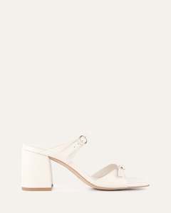 Spencer Mid Heel Sandals Off White Leather