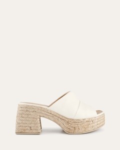 Kristen High Heel Espadrille Sandals Off White Leather