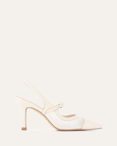 Ascot High Heels Off White Mesh