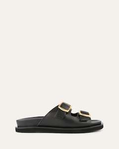 EGON FLAT SANDALS BLACK LEATHER