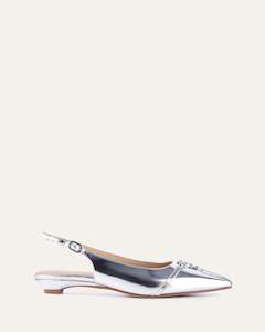 VICTORIA DRESS FLATS SILVER PATENT