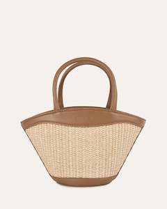 Peque Mini Tote Bag Caramel Raffia