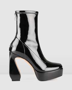 Park Platform High Ankle Boots Black Patent