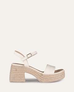 Fairfax High Heel Espadrille Sandals White Leather