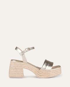 Fairfax High Heel Espadrille Sandals Gold Leather