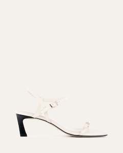 Gianni Mid Heel Sandals Off White Leather