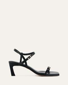 Gianni Mid Heel Sandals Black Leather