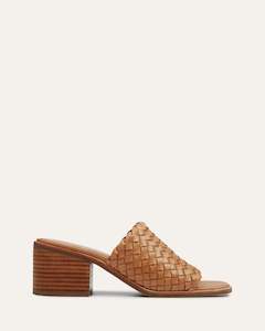 Whaler Mid Heel Sandals Tan Leather