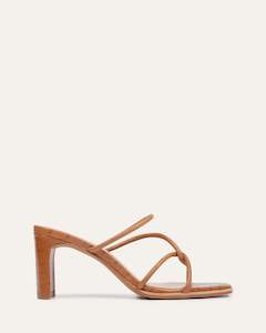 Novi Mid Heel Sandals Tan Leather