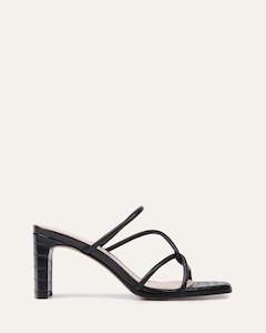 Novi Mid Heel Sandals Black Leather