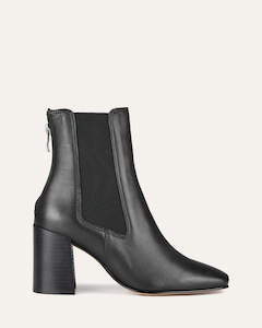 Diamond Mid Ankle Boots Black Leather