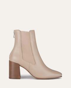 Diamond Mid Ankle Boots Beige Leather