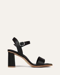 Calais High Heel Sandals Black Leather