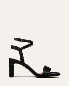 Natsu Mid Heel Sandals Black Leather