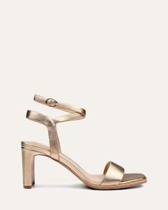 Natsu Mid Heel Sandals Soft Gold Leather