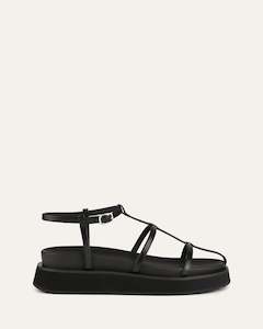 Mina Flat Sandals Black Leather