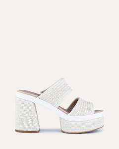 FELICITY HIGH HEEL PLATFORM SANDALS OFF WHITE RAFFIA