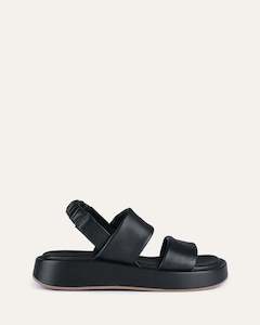 Dana Flat Sandals Black Leather